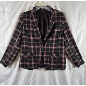 Torrid Women's Pink & Black Tartan Plaid Jacket Size 1X Faux Front Pockets